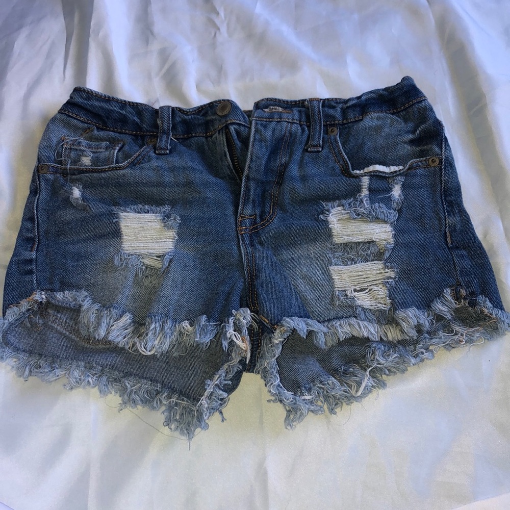 Ripped jean shorts